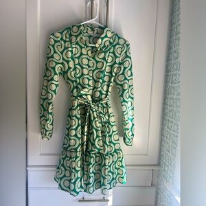 Zara Dress- Green pattern, button down, above the knee dress (xs)